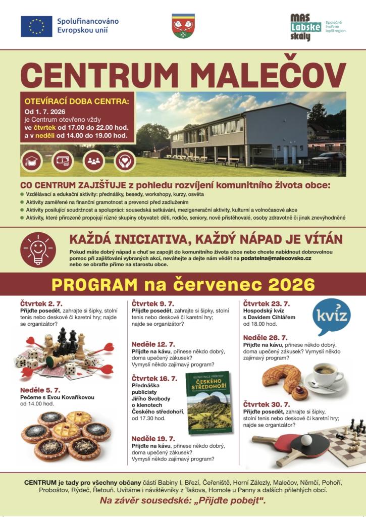 Akce a&nbsp;otevírací doba v&nbsp;červenci 2026