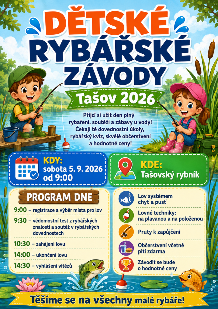 Rybářské závody pro děti z Tašova 2026